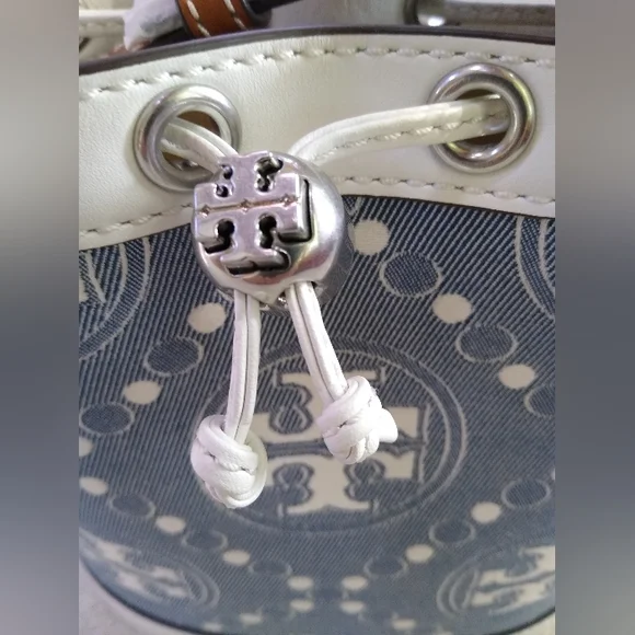 BRAND NEW Tory Burch T Monogram Denim Bucket Bag - Picture 4 of 8